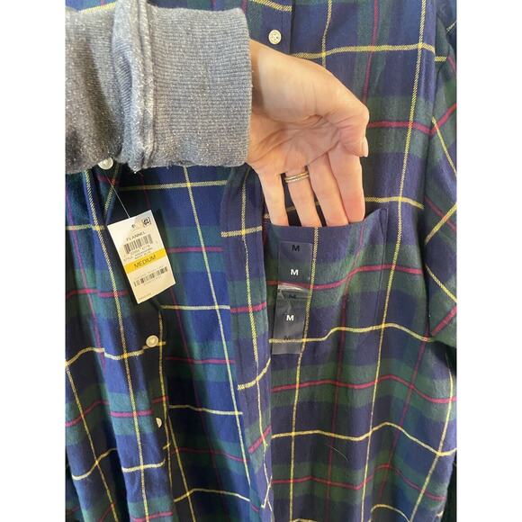 Club Room Shirt Mens Size Medium Long Sleeve Flannel NEW Blue Green Plaid Tartan - Picture 4 of 13